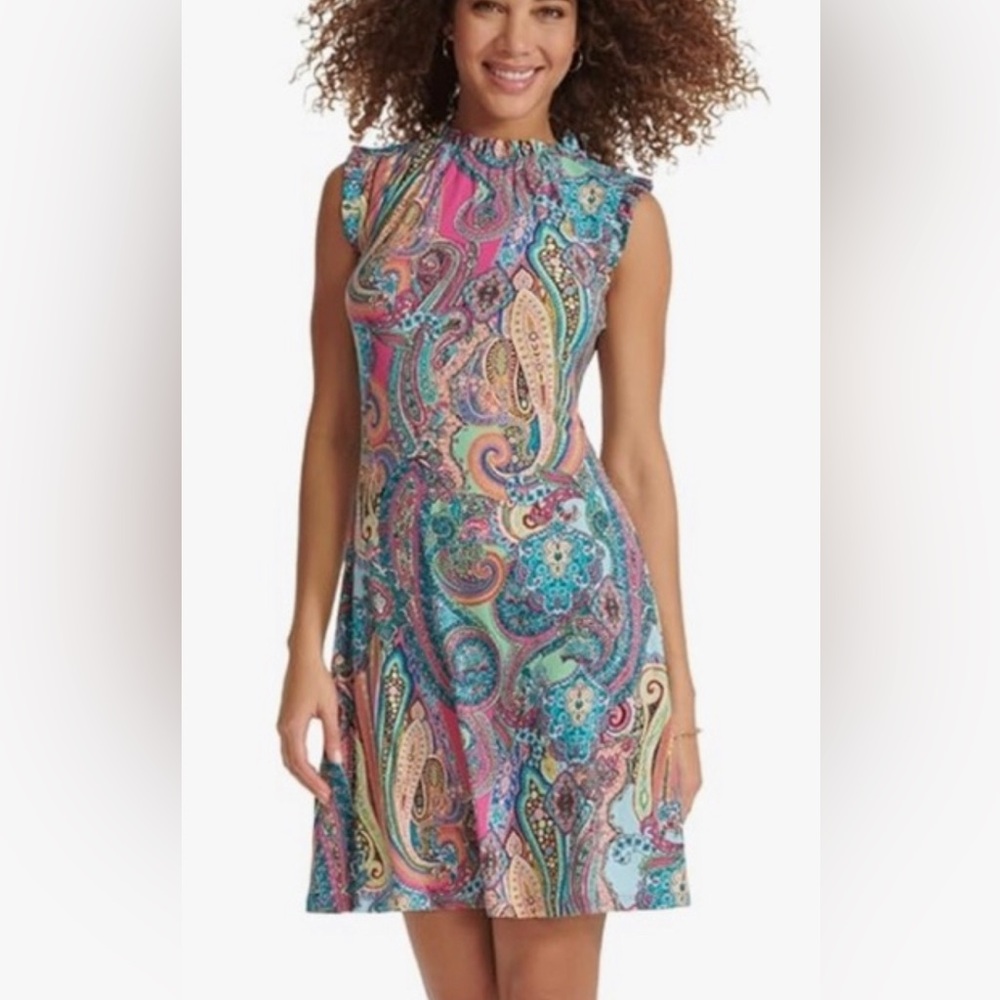 NWT Tommy Hilfiger Jaipur Paisley Ruffle Jersey Dress Size 16